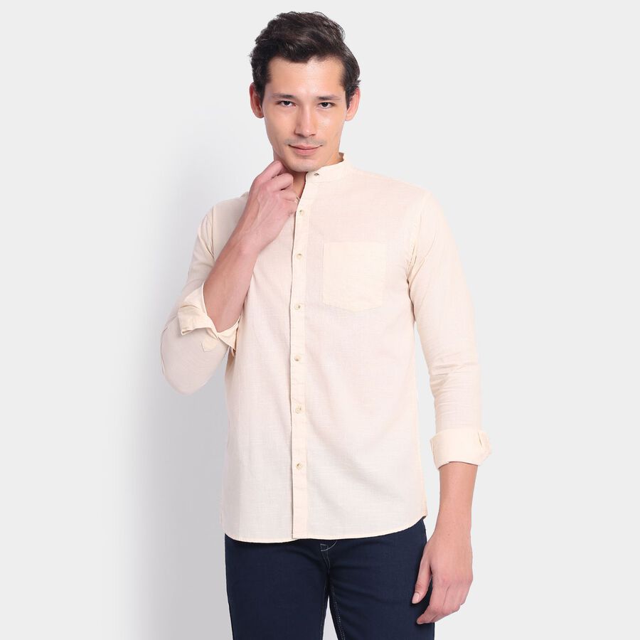 Men's100% Cotton Casual Shirt, Beige, large image number null
