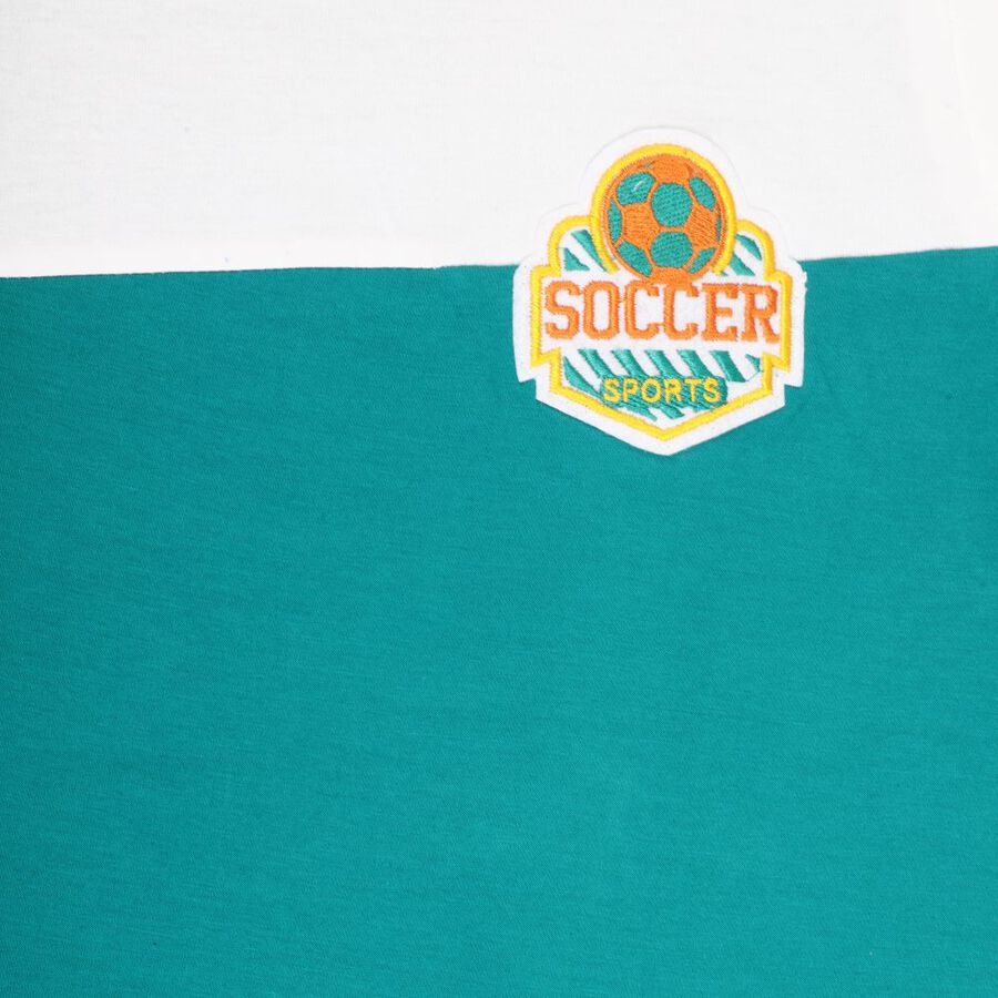 Boys' Cotton T-Shirt, Teal Blue, large image number null