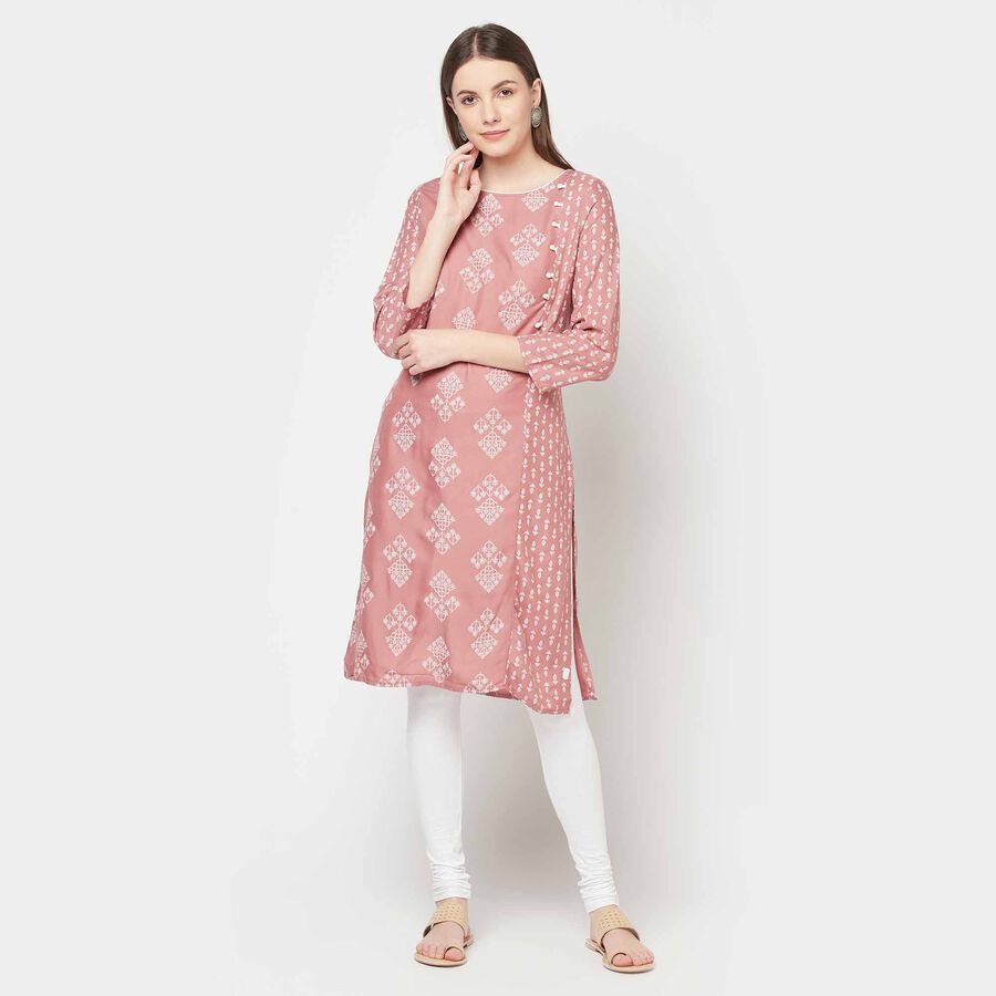 3/4Th Sleeves Straight Kurta, Purple, large image number null