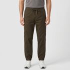 Men's Olive Green Slim Fit Jogger Trousers, ओलिव, small