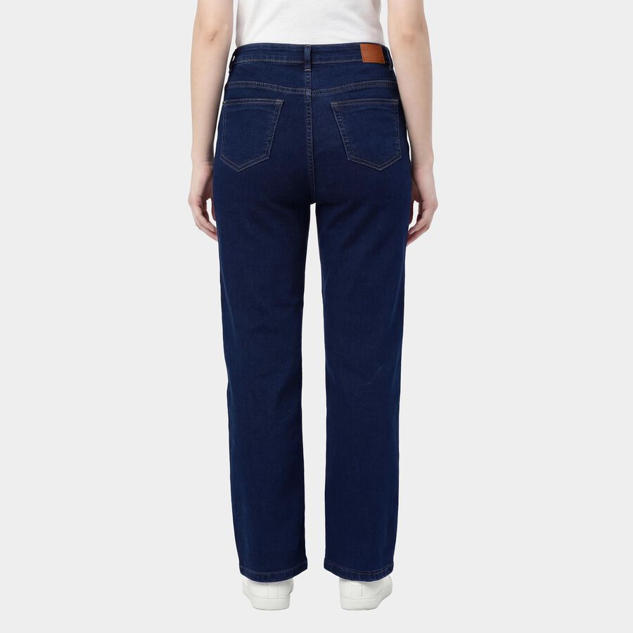 Women's Blue Skinny Fit Washed Jeans, Mid Blue, large