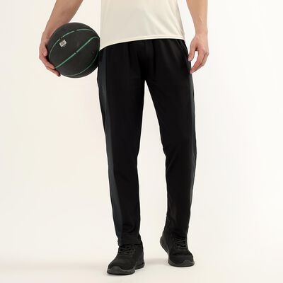 Men's Jet Black Slim Fit Side-Panelled Track Pants