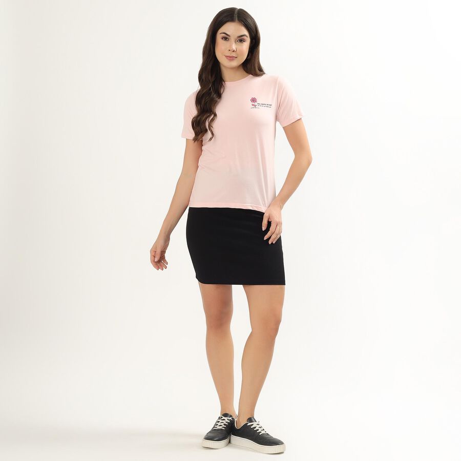 Ladies' Round Neck T-Shirt, Light Pink, large