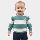 Infants' Teal Crew Neck Striped Pullover, टील ब्लू, small