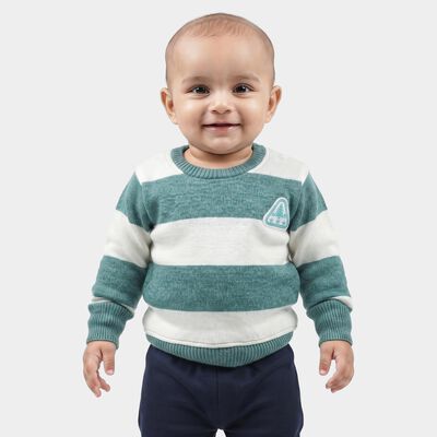 Infants' Teal Crew Neck Striped Pullover