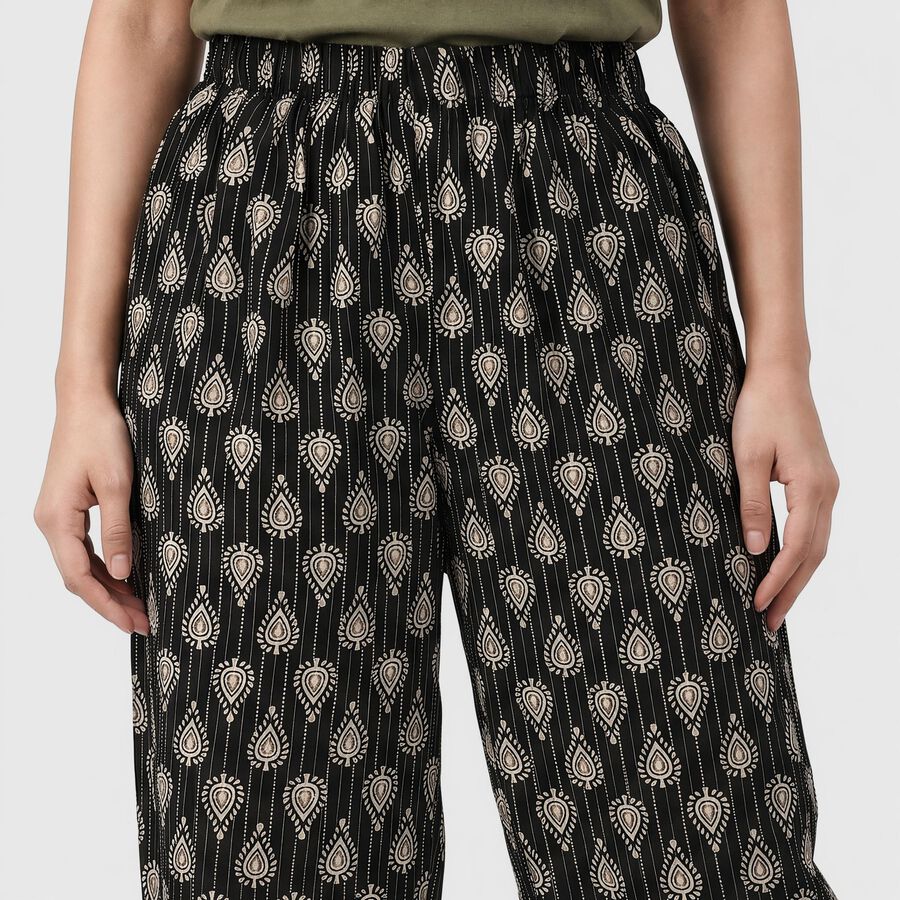 Women's Dark Grey Regular Fit Printed Palazzos, Dark Grey, large