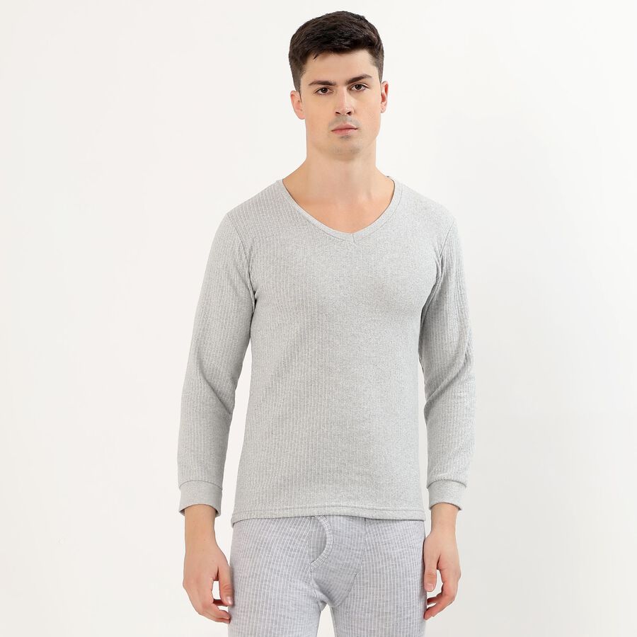 Men's Light Grey V-Neck Classic Thermal, Melange Light Grey, large image number null