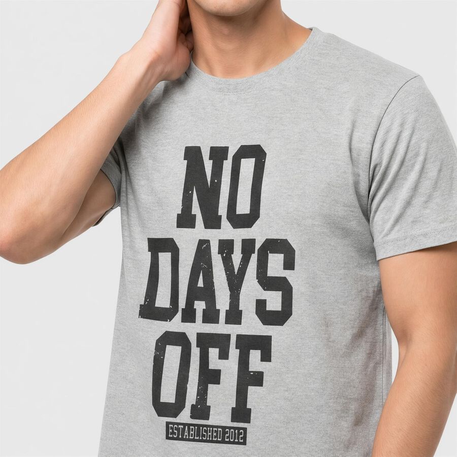 Men's Grey Round Neck Graphic Print T-Shirt, Melange Light Grey, large
