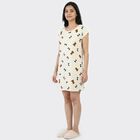 Women's Cream Round Neck T-Shirt Style Nighty, Off White, small