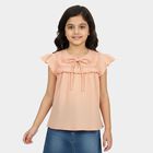 Girls Pink Round Neck Regular T-Shirt, गुलाबी, small