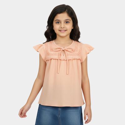 Girls Pink Round Neck Regular T-Shirt