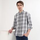 Men's 100% Cotton Regular Collar Casual Shirt, Light Grey, small