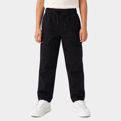 Boys' Navy Blue Cotton Regular Fit Trousers