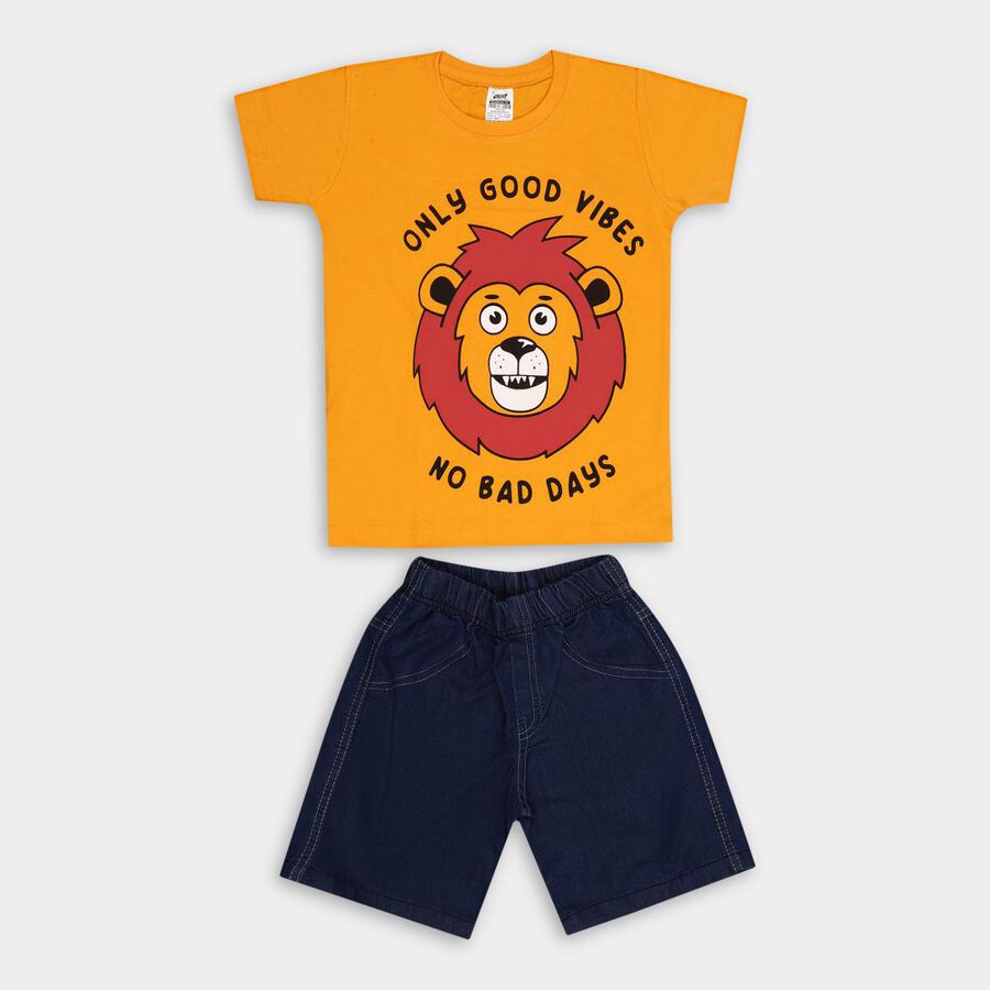 Boys' Cotton Woven Baba Suit, Mustard, large image number null