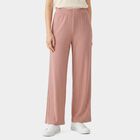 Ladies Pink Relaxed Fit Ribbed Harem Pants, Pink, small
