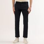 Men's Navy Blue Slim Fit Casual Trousers, नेवी ब्लू, small