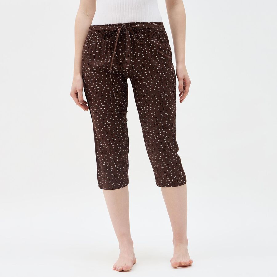 Women's Brown Viscose Regular Fit Capri, Brown, large