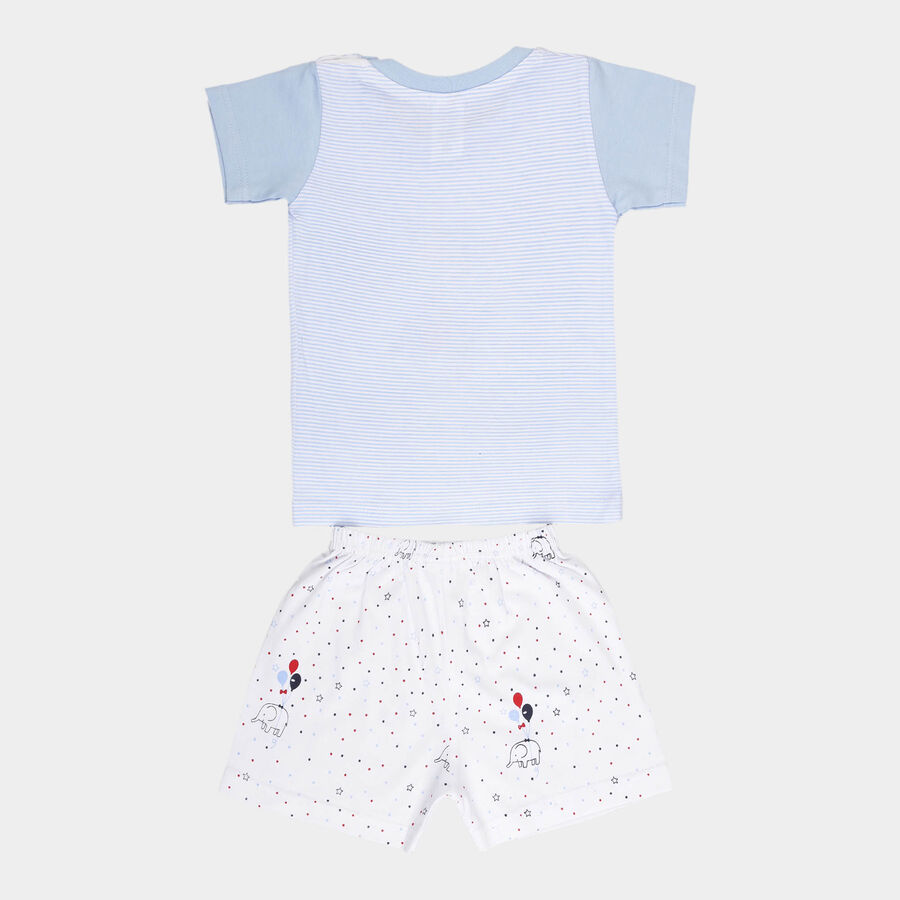 Infants Cotton Round Neck Baba Suit, Light Blue, large image number null
