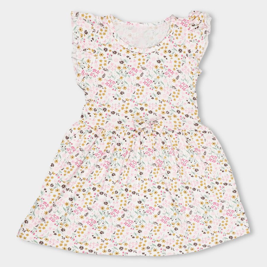 Girls' 100% Cotton Frock , Off White, large image number null