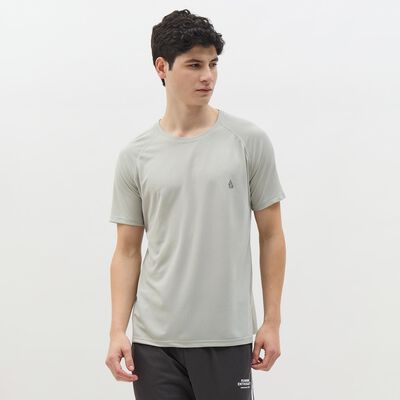 Men's Light Grey Crew Neck Athleisure T-Shirt
