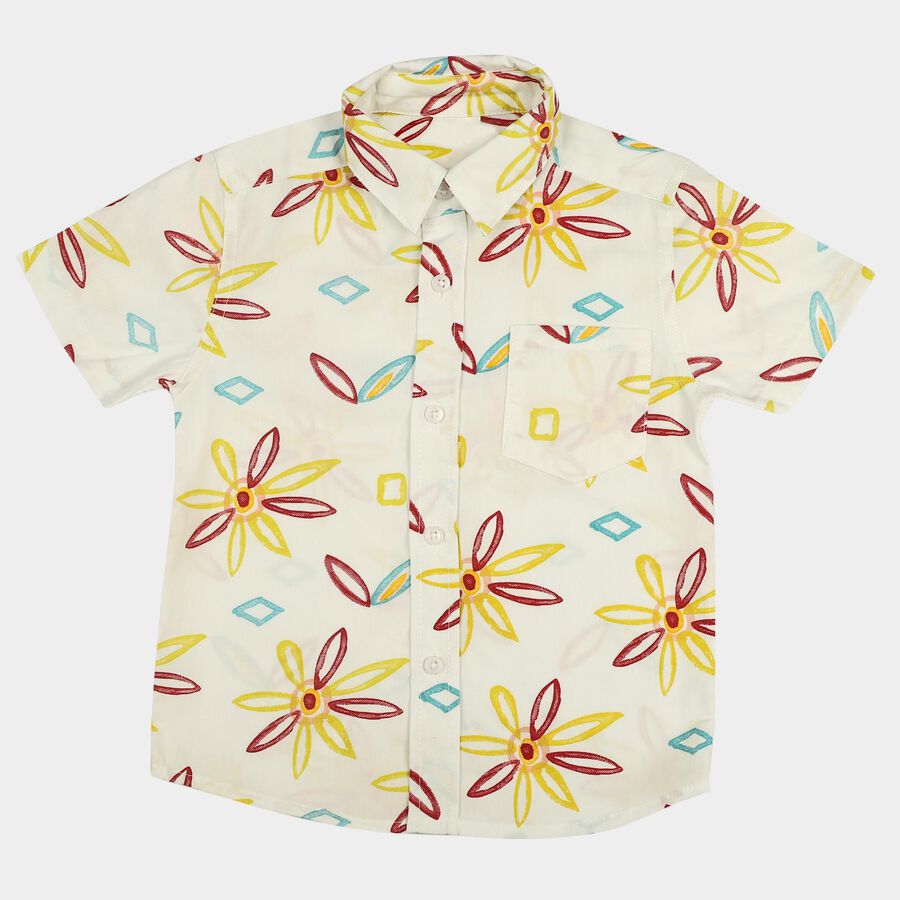 Boys Beige Cotton Casual Shirt, Beige, large