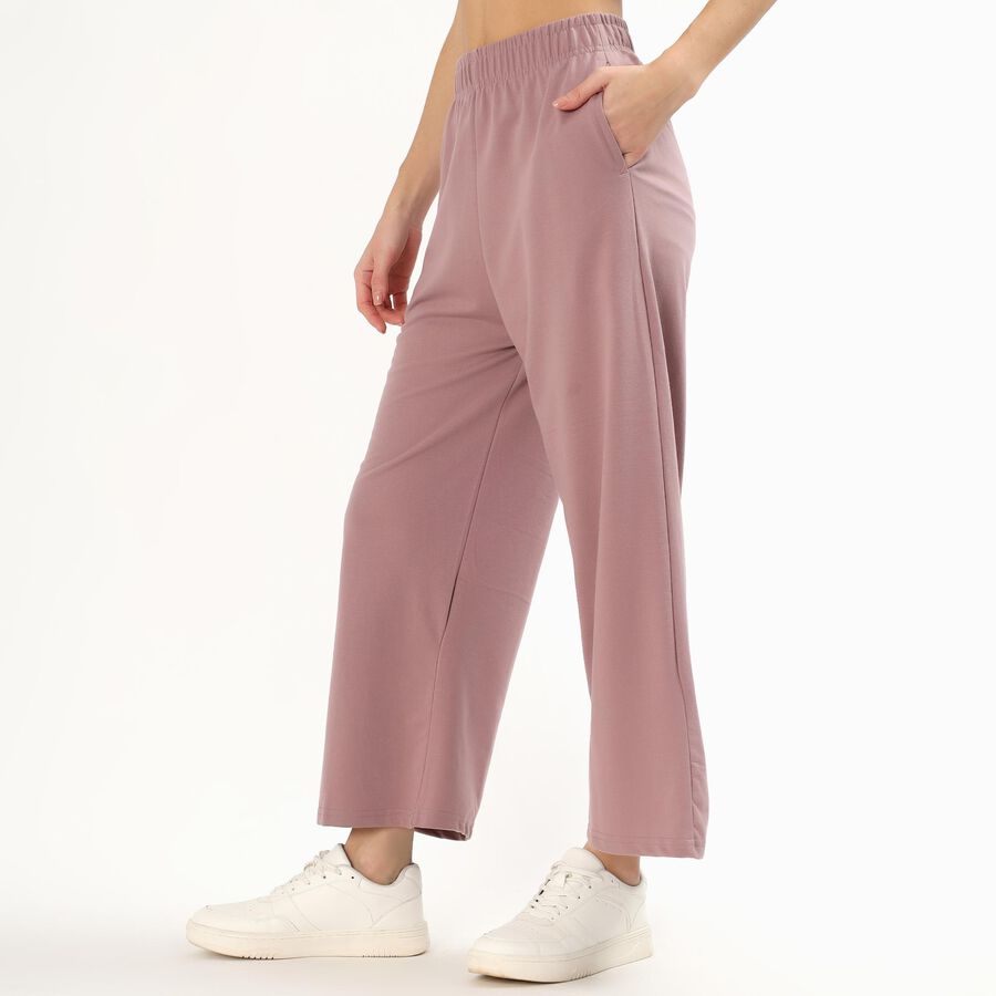 Women's Black Tapered Fit Track Pants, Light Pink, large