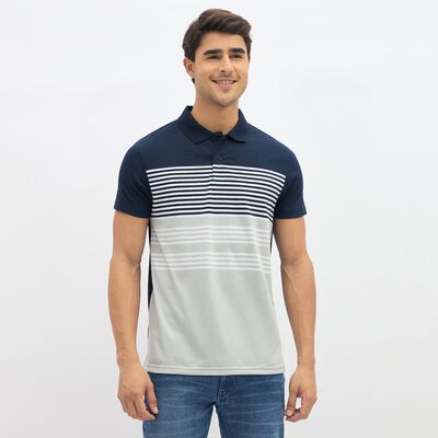 Men's Deep Midnight Navy Blue Polo Collar Casual T-Shirt