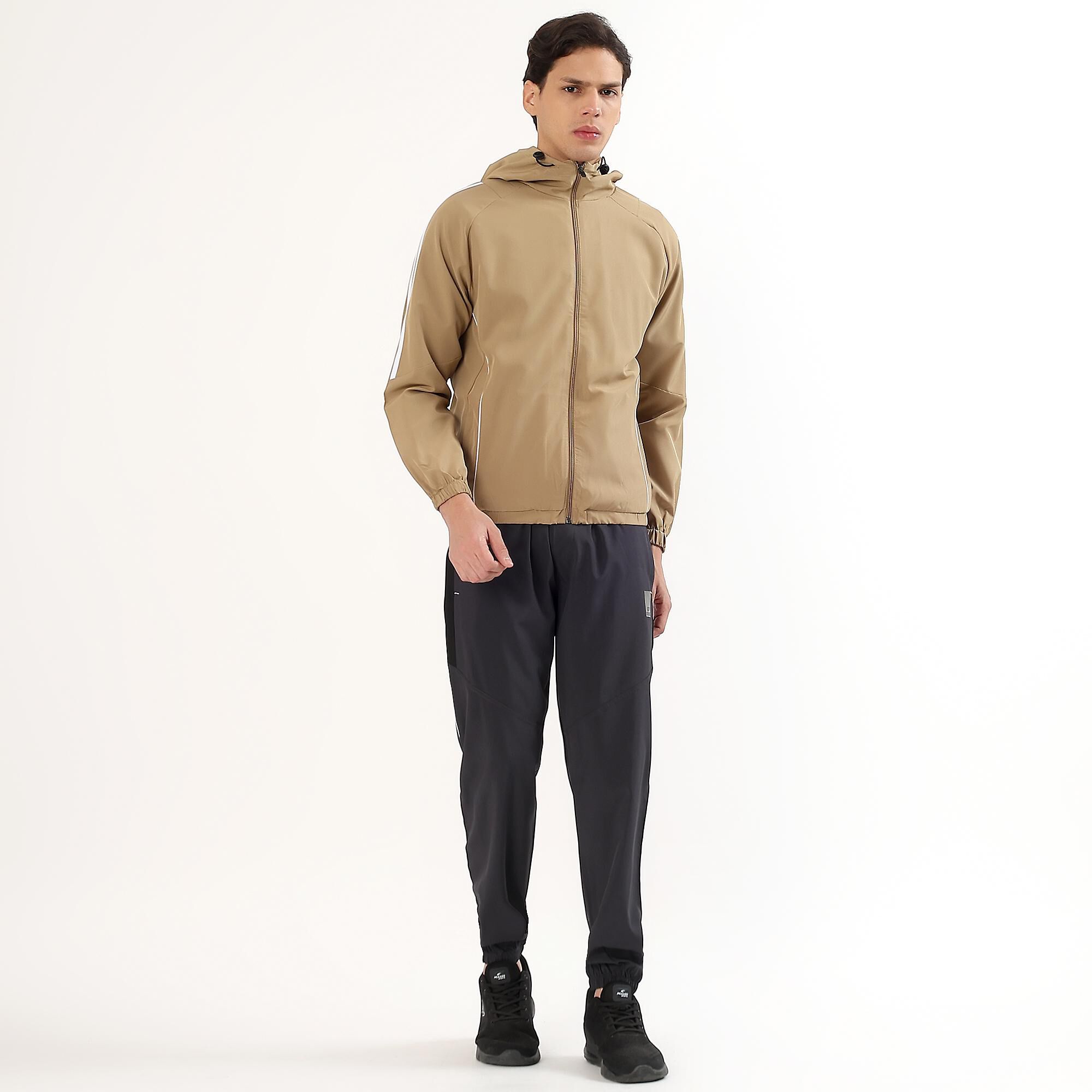 BeUnstoppable Men's Muted Beige Hooded Casual Jacket | Vishal Mega