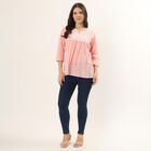 Women's Pink Cotton Round Neck Floral Printed Kurti, Light Pink, small