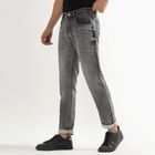 Men's Dark Blue Slim Fit Five Pocket Jeans, हल्का ग्रे, small image number null