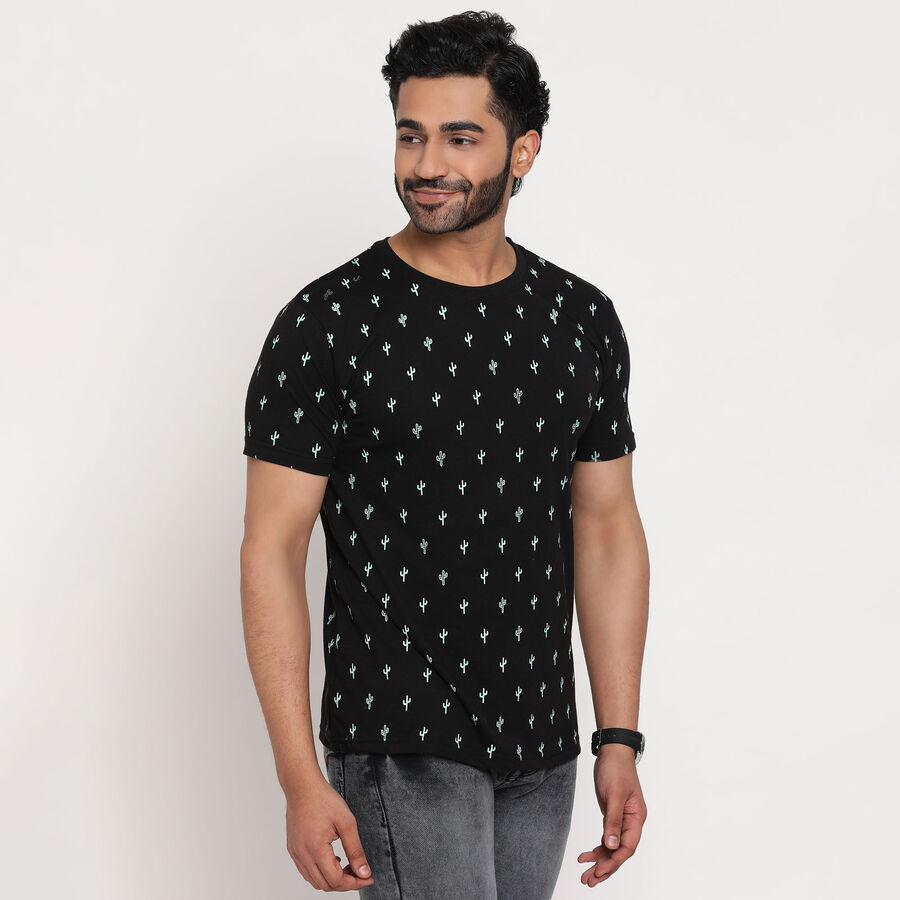 Round Neck T-Shirt, Black, large image number null