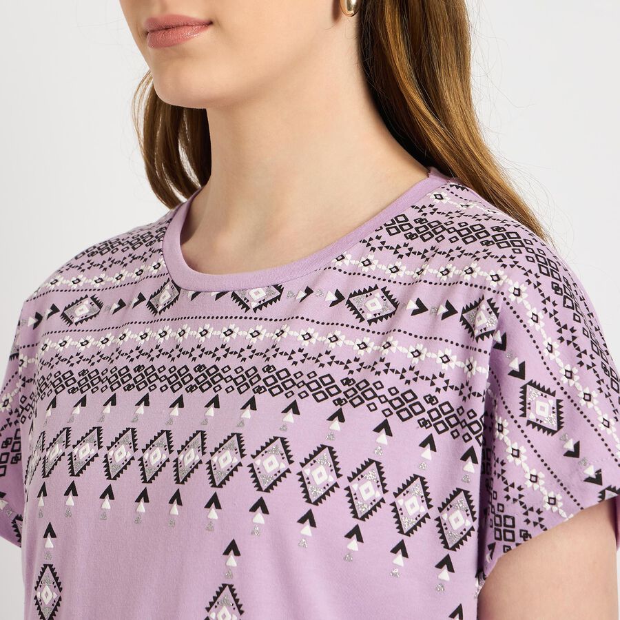 Ladies' Round Neck T-Shirt , लाइलेक, large