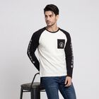 Men's White Crew Neck Raglan T-Shirt, White, small