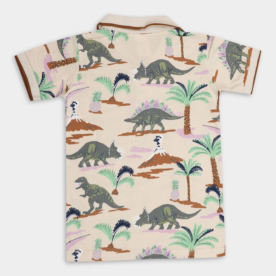 Boys' 100% Cotton Half Sleeves T-Shirt , Beige, large image number null
