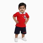 Infants' Red Cotton Polo Neck Cartoon Applique Baba Suit, Red, small image number null