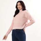 Women's Light Pink High Neck Casual Cardigan, हल्का गुलाबी, small image number null