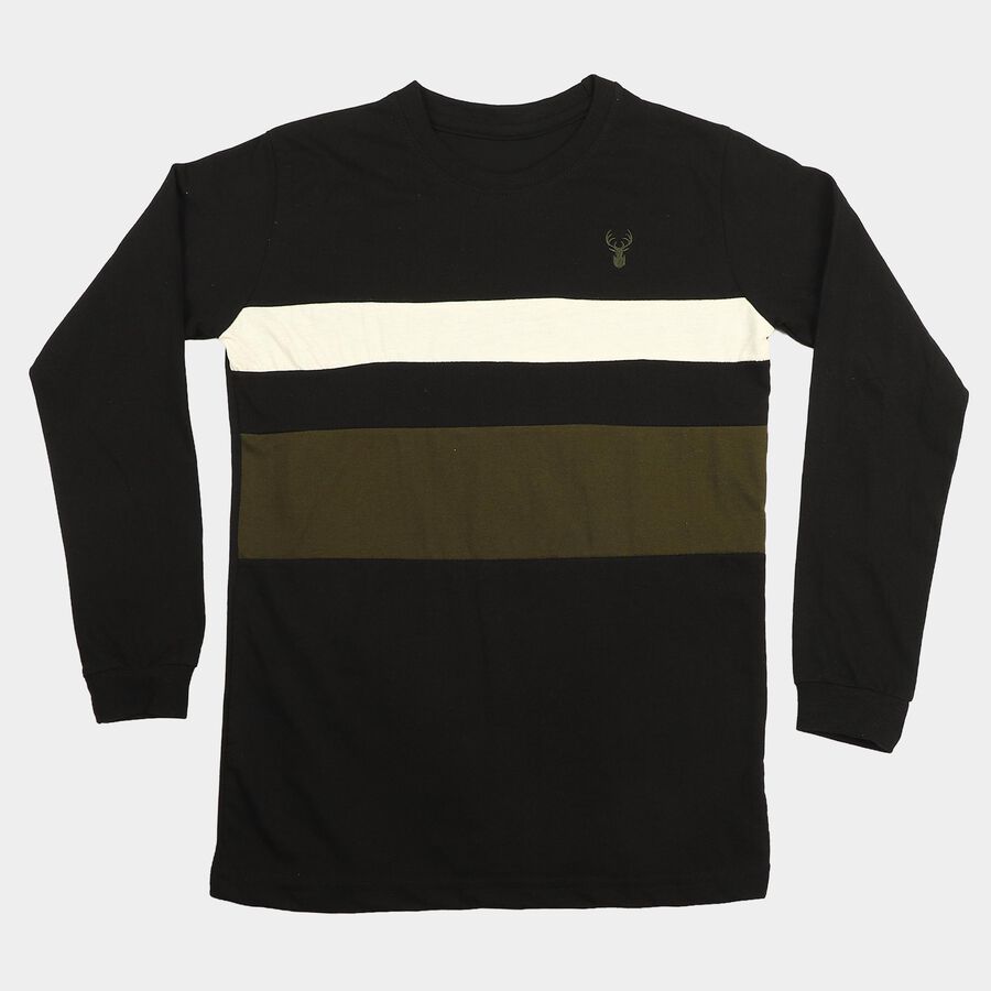 Boys' Black Crew Neck Regular T-Shirt, Black, large