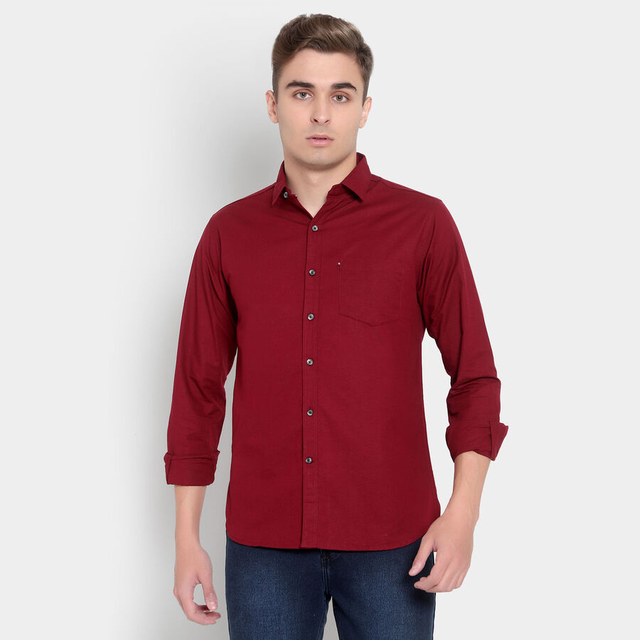 Cotton Solid Casual Shirt, Maroon, large image number null