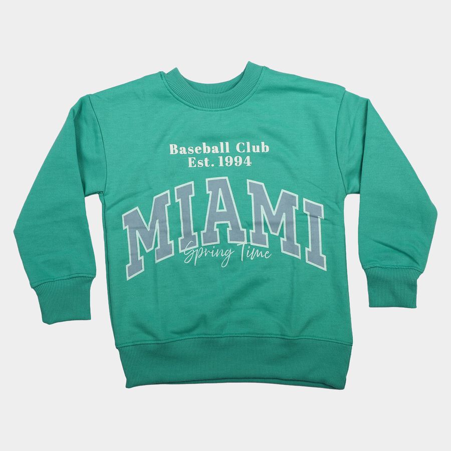 Boys' Light Green Crew Neck Pullover Sweatshirt, हल्का हरा, large