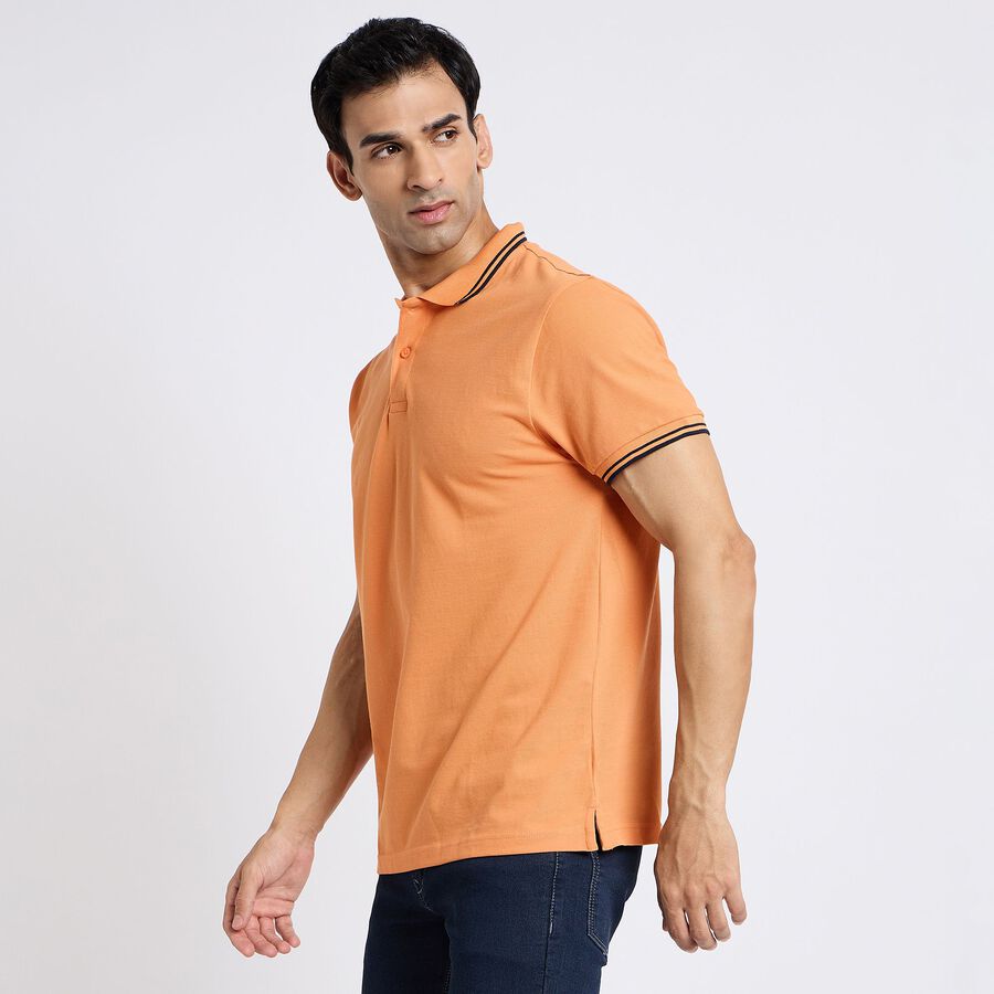 Men's Collared Half Sleeves T-Shirt, Orange, large image number null