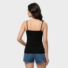 Women's Black Cotton Blend Scoop Neck Camisole Slip, Black, small