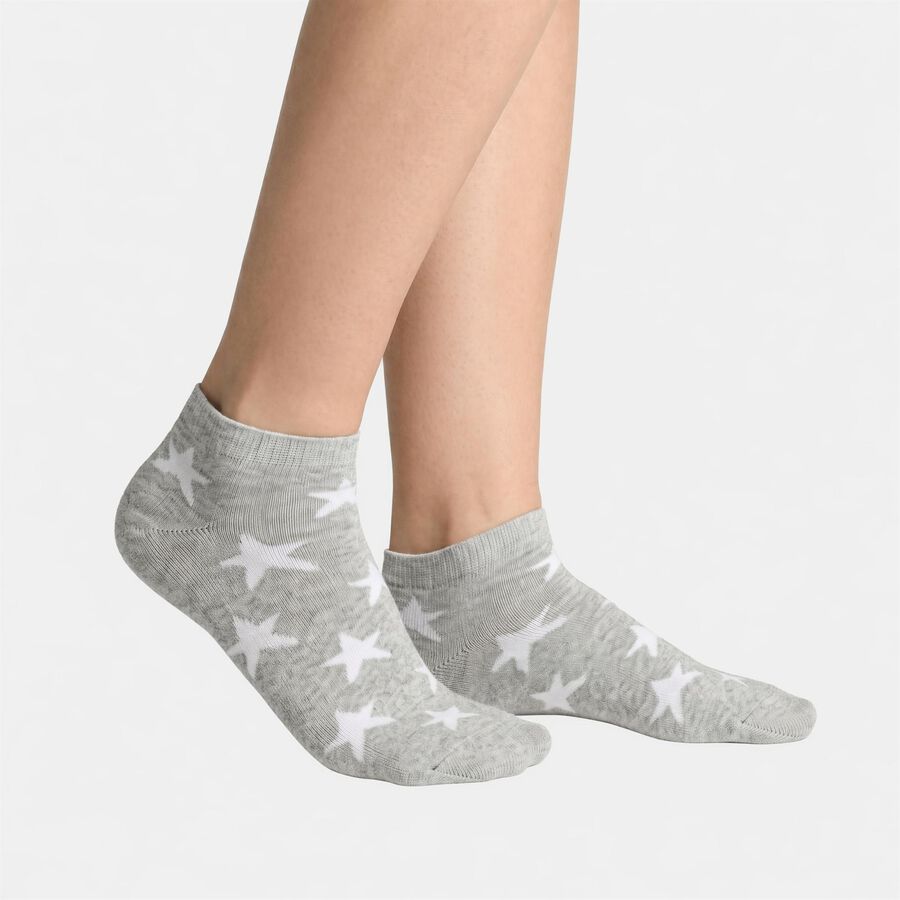 Women's Assorted Regular Fit Star Print Pack of 3 Socks, चुनिंदा, large