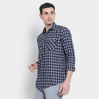 Cotton Checks Casual Shirt, Dark Blue, small image number null