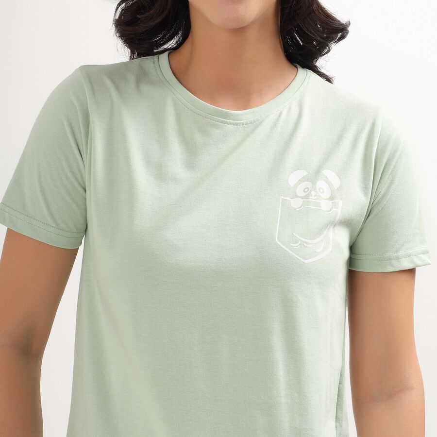 Women's Light Sage Green Round Neck T-Shirt, Light Green, large image number null