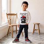 Boys' Grey Crew Neck Graphic Print Sweatshirt, मिश्रित हल्का ग्रे, small
