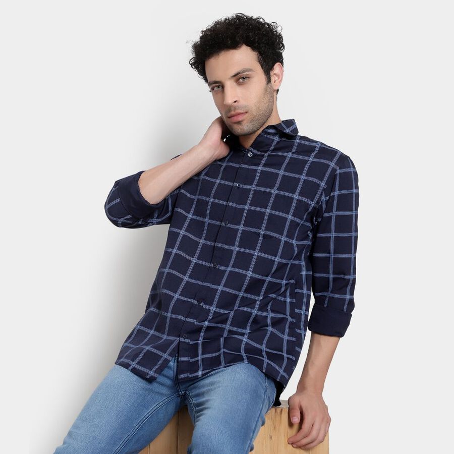Checks Casual Shirt, Navy Blue, large image number null