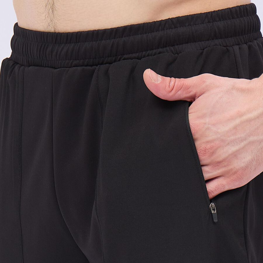 Men's Jet Black Regular Fit Paneled Track Pants, Black, large image number null