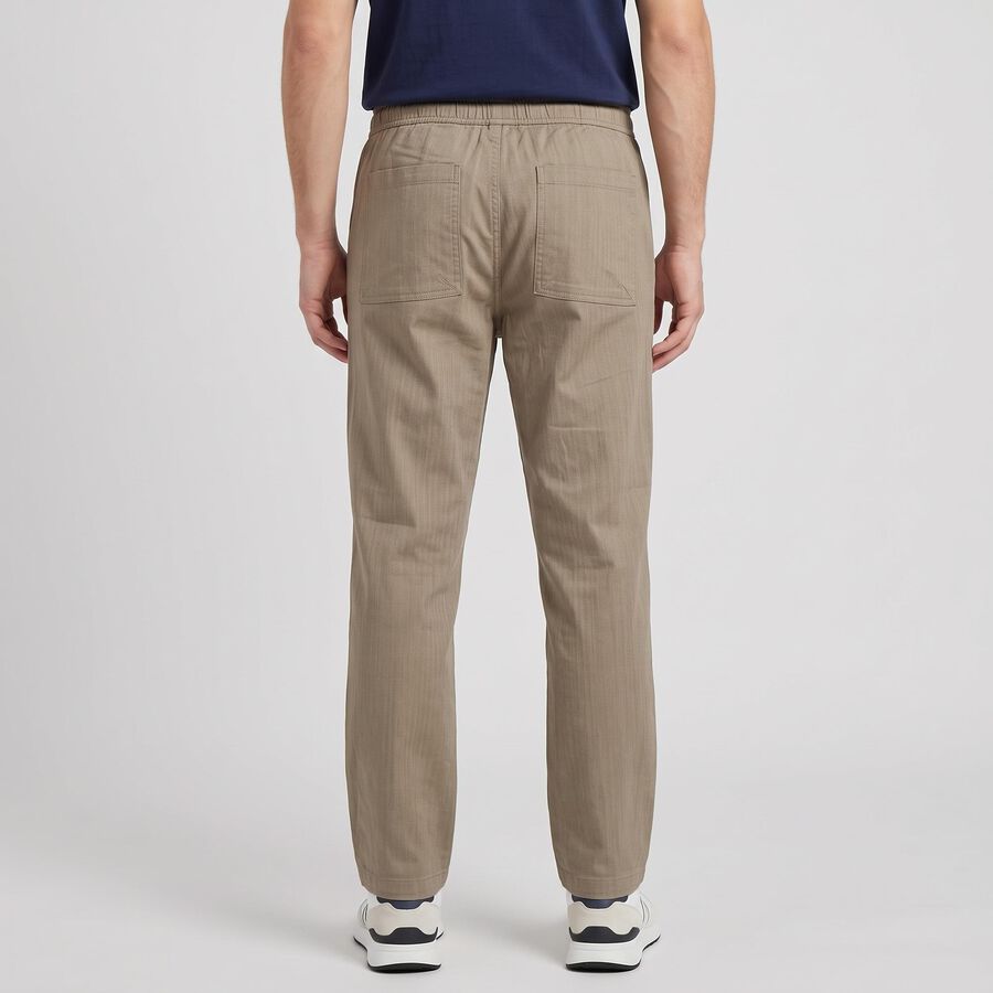 Men's Olive Green Slim Fit Drawstring Chino Trousers, Light Green, large