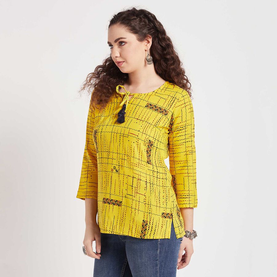 All Over Print Straight Kurti, Yellow, large image number null