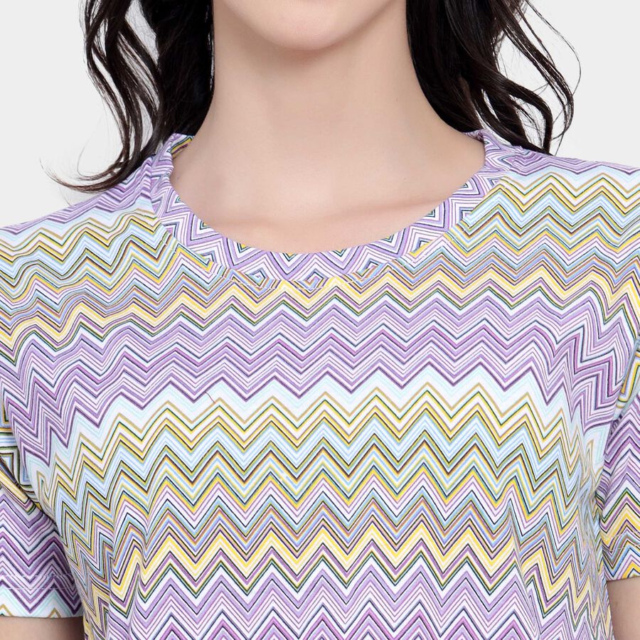 All Over Print Round Neck T-Shirt, लाइलेक, large image number null